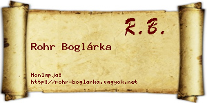 Rohr Boglárka névjegykártya