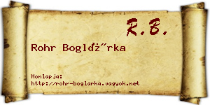 Rohr Boglárka névjegykártya